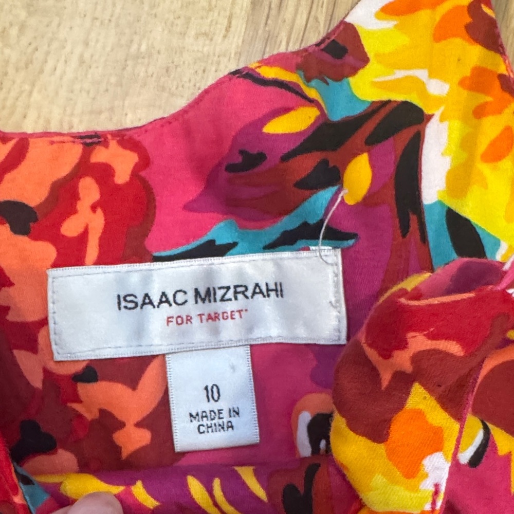 Isaac Mizrahi floral sundress vibrant flower pattern pleated skirt Women Size 10 - Picture 2 of 5
